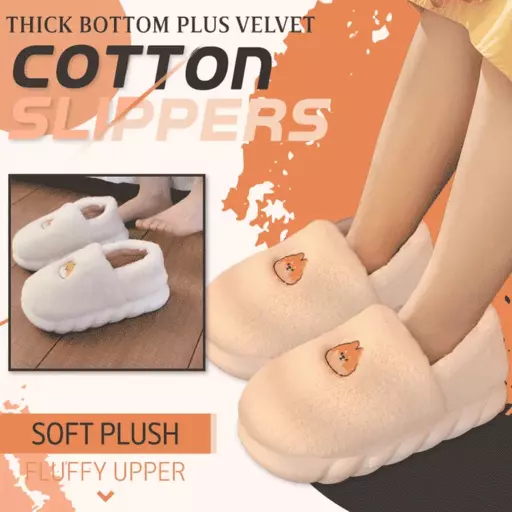 Thick Bottom Plus Velvet Cotton Slippers